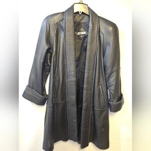 Tibor Black Leather Coat